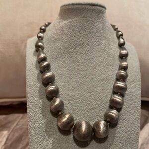 Monet Brushed Silver Graduated Necklace 16-19” Toggle Closure